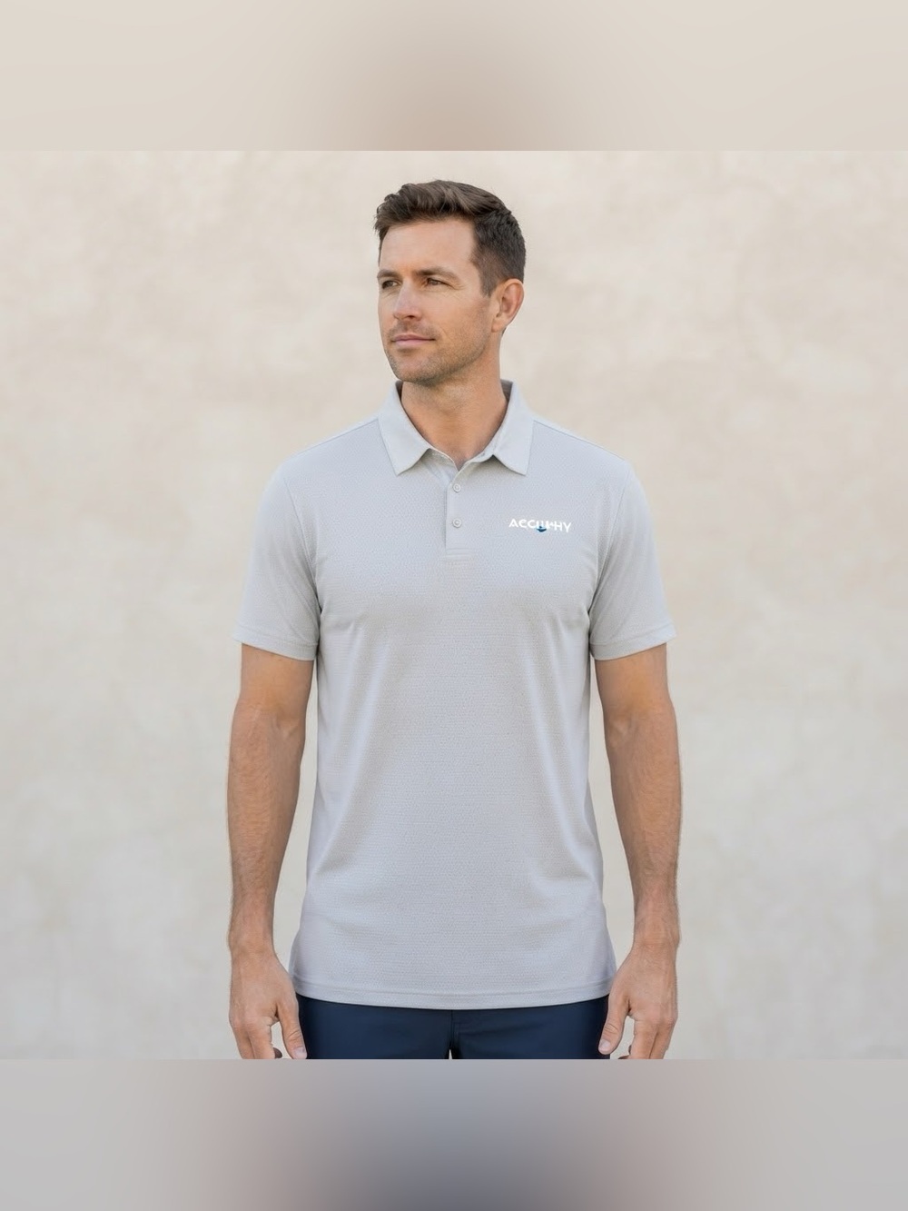 Accuphy Mens Light Gray Short Sleeve Breathable Mesh Athletic Golf Polo Shirt XL
